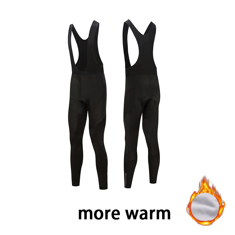 Race Bib - Winter-Radhose 2025, klassische schwarze Thermo-Fleece-lange Trägerhose,