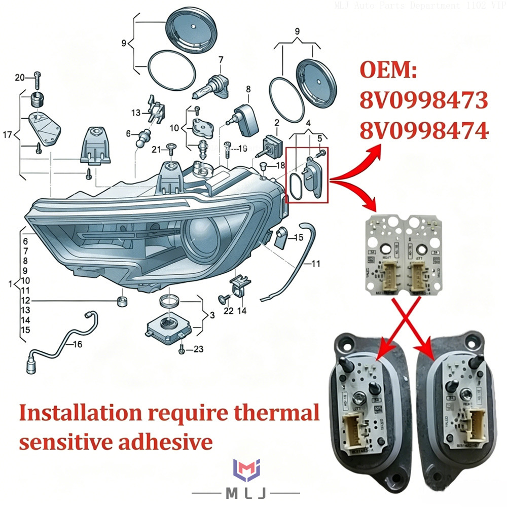 Running Headlamp - 8V0998473 8V0998474 Weiße DRL-Tagfahrlicht-Quellplatinen-Modulchips für Audi